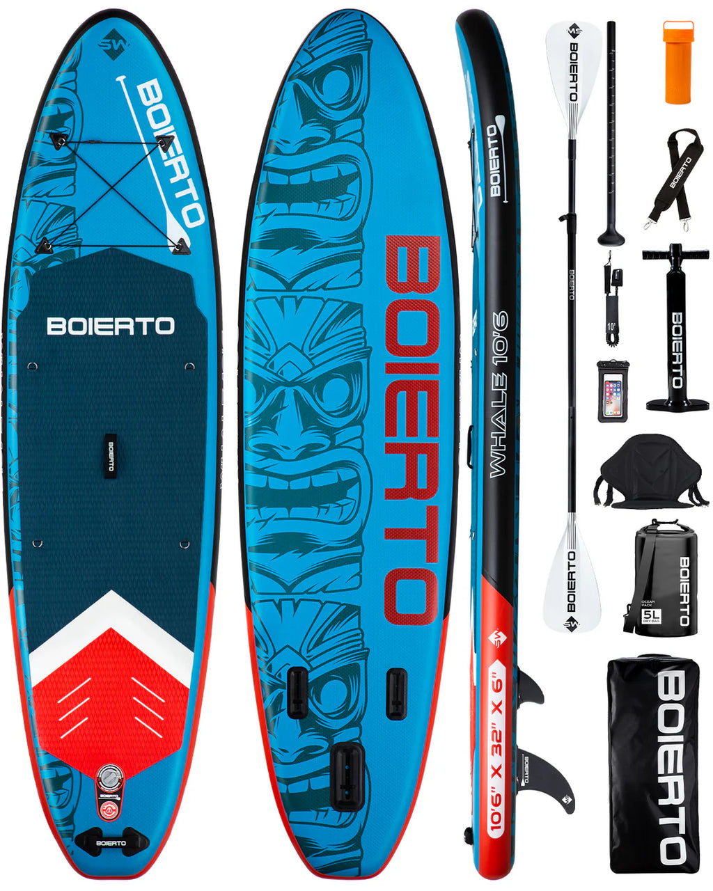 Boietro Totem 10.5ft Inflatable Stand Up Paddle Board with Premium Sup Accessories