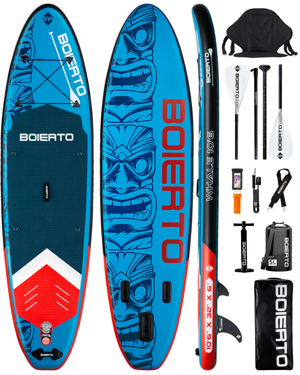Boietro Totem 10.5ft Inflatable Stand Up Paddle Board with Premium Sup Accessories