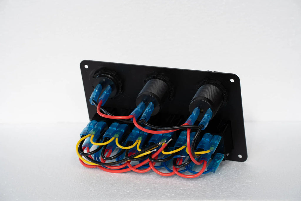 6 Gang Rocker Switch Panel Aluminium USB/12v Port