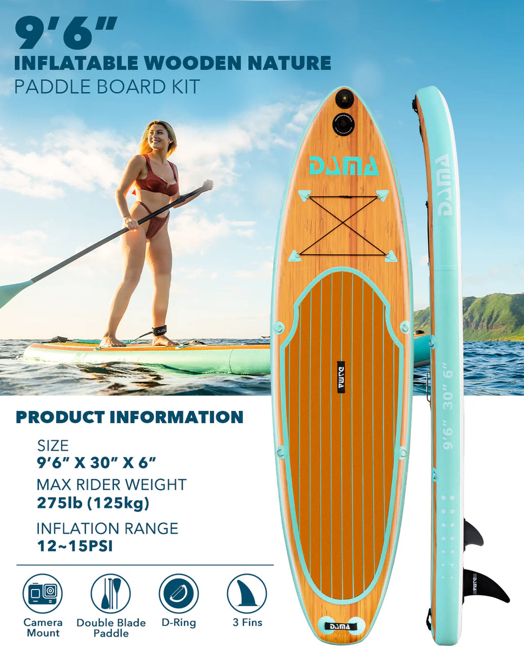 Dama Inflatable Stand Up Paddle Board with Premium Sup Accessories