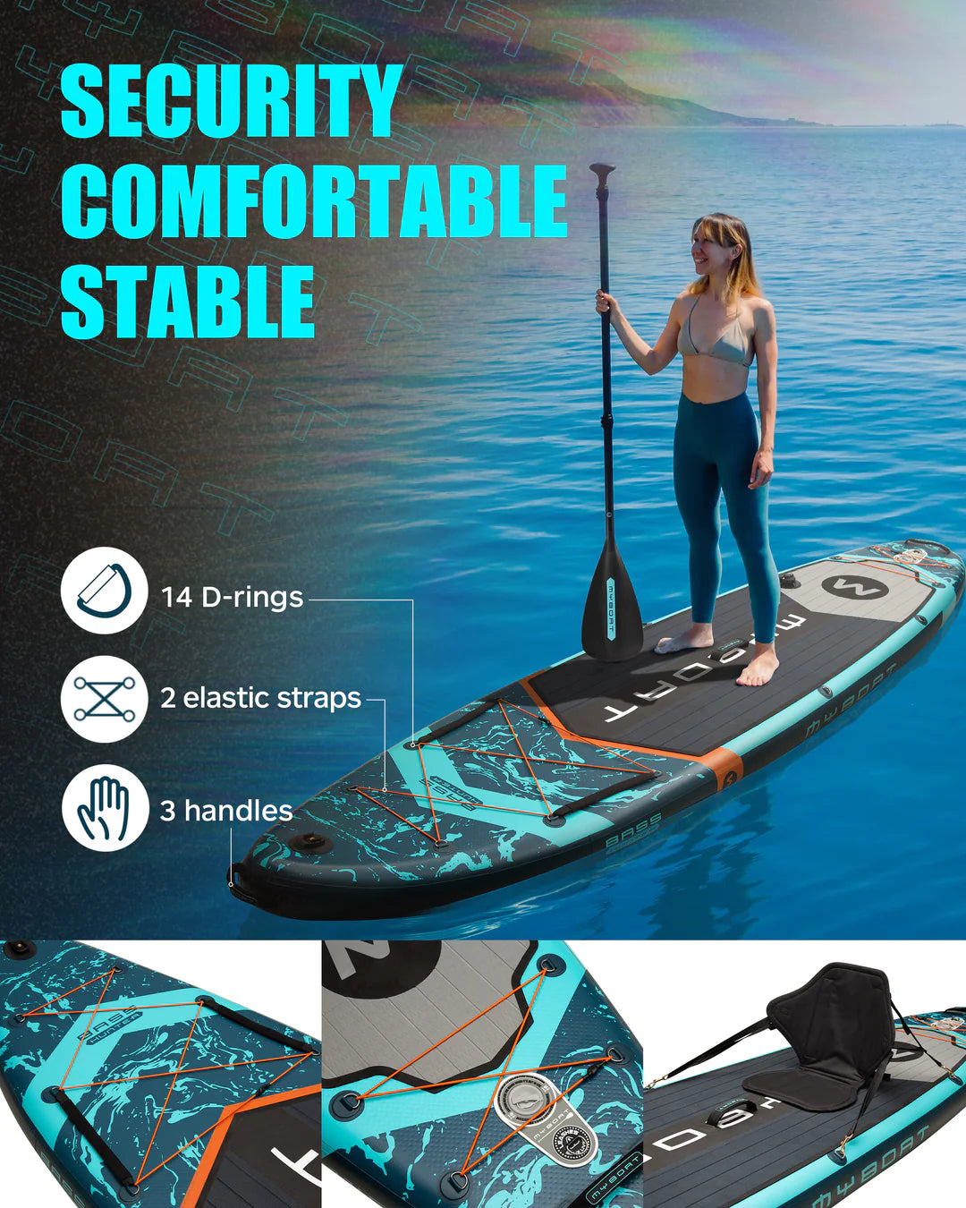 Bass Hunter 11.5ft Extra Wide Inflatable Stand Up Paddle Board for Fishing