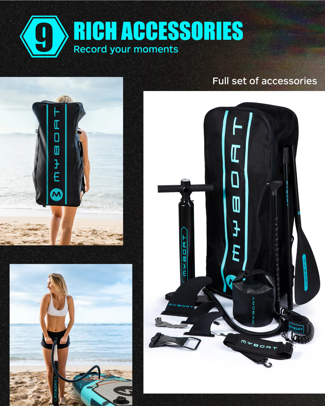 Bass Hunter 11.5ft Extra Wide Inflatable Stand Up Paddle Board for Fishing