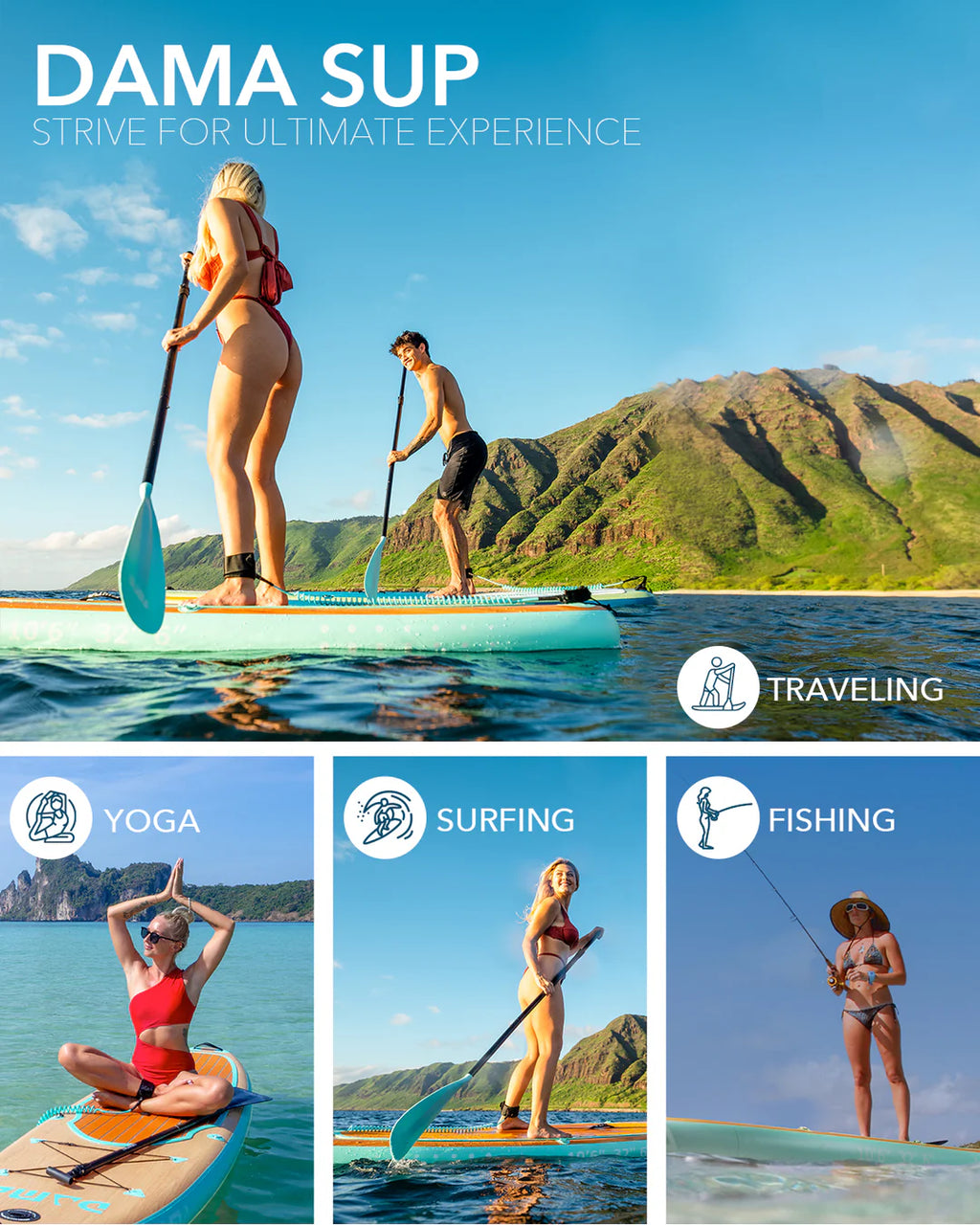 Dama Inflatable Stand Up Paddle Board with Premium Sup Accessories