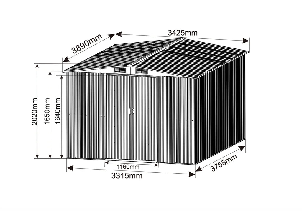 Evergreen Shed 13ft x 11 ft Anti Rust Galvanised Steel Shed