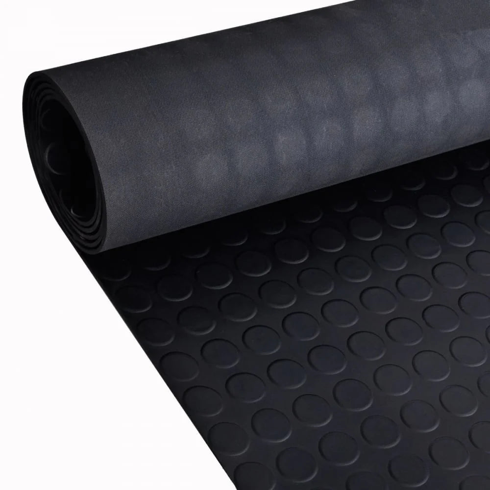 Rubber Matting Studed Black Anti Slip Shed Van Boot Liner Garage Workshop Rubber Flooring Matting Roll 1m width